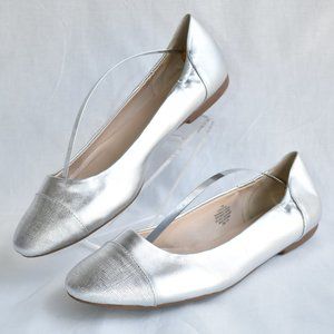 * NINE WEST Gentleyo Metallic Silver Ballet Flats